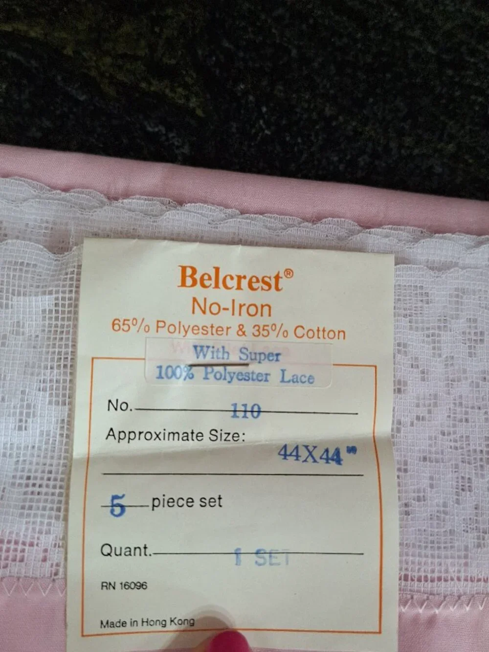 Lace and Blush Pink Patchwork Tablecloth 44 x 44
